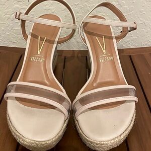 Vizzano Blush Pink Glitter Espadrille Wedge Sandals